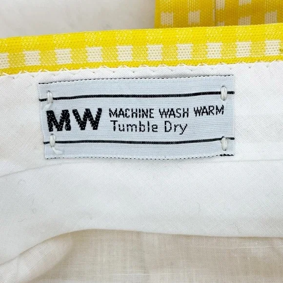 Vintage Women's M Pants Trousers Yellow Gingham 70s Mod Revival Retro Chic MCM - Picture 9 of 12